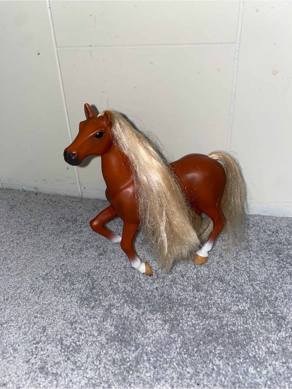 Brown Toy Horse Figure with Blonde Mane - Kids Toy